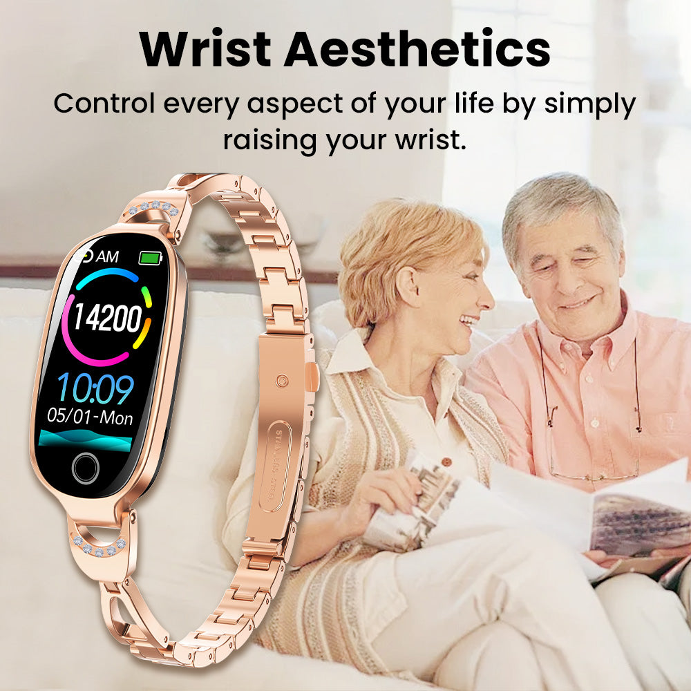 Fitaos Blood Sugar Blood Pressure monitoring Luxury Diamond Design Fashion Smartwatch