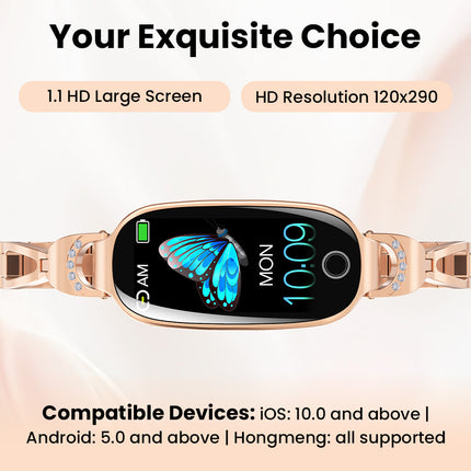 Fitaos Blood Sugar Blood Pressure monitoring Luxury Diamond Design Fashion Smartwatch