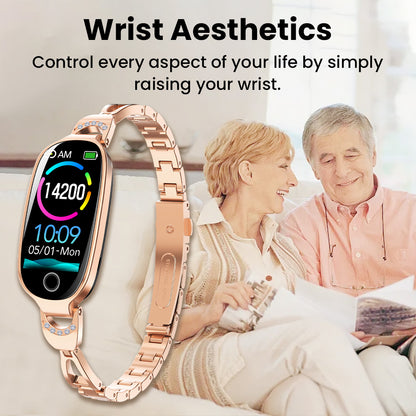 Fitaos Blood Sugar Blood Pressure monitoring Luxury Diamond Design Fashion Smartwatch