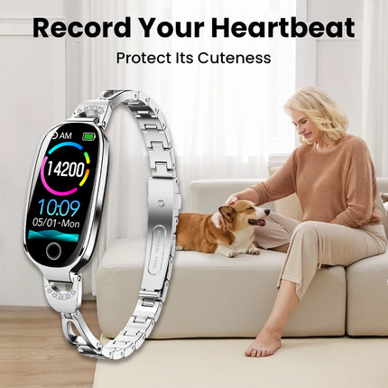 Fitaos Blood Sugar Blood Pressure monitoring Luxury Diamond Design Fashion Smartwatch