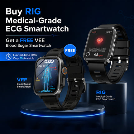 Fitaos VEE ECG/EKG Blood Glucose Blood Oxygen Heart Rate Monitoring Sport SmartWatch