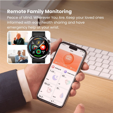 Fitaos Max 5 High Precision Air Pump Blood Pressure ECG Blood Sugar Blood Oxygen Monitoring SmartWatch