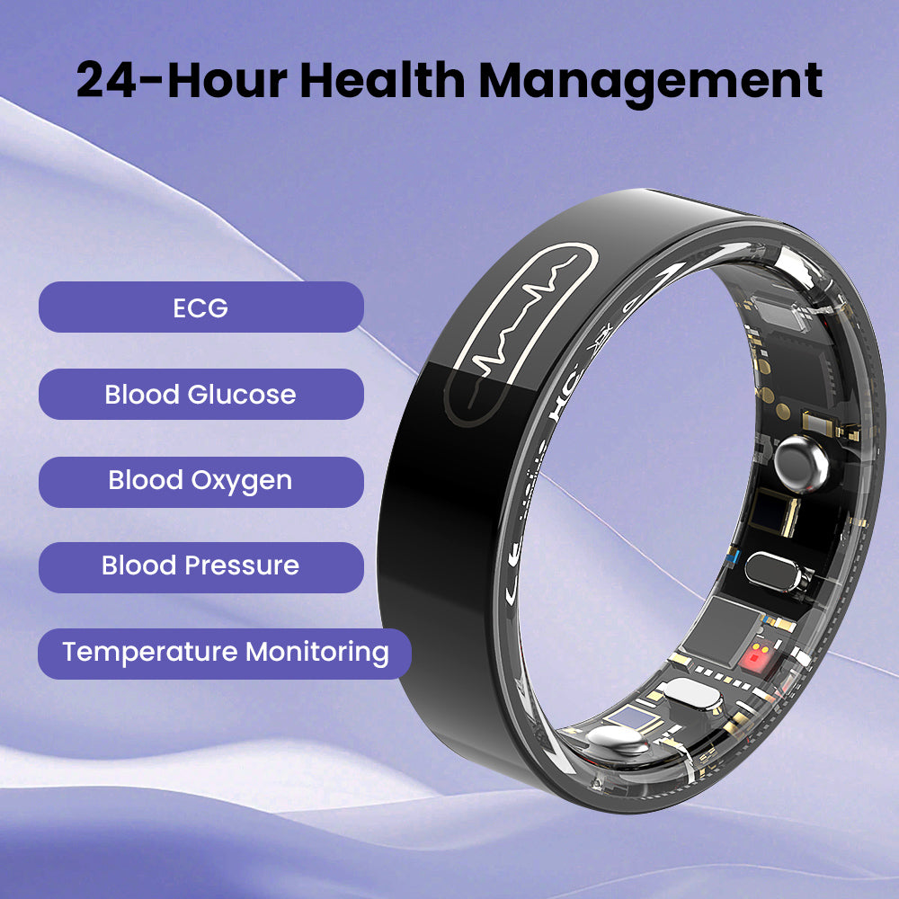 FITAOS R09 Blood Glucose ECG/EKG Blood Pressure Monitoring AI Health Analysis Smart Ring