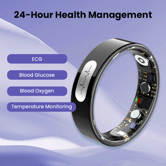 FITAOS R08 Blood Glucose ECG/EKG Blood Pressure Monitoring AI Health Analysis Smart Ring