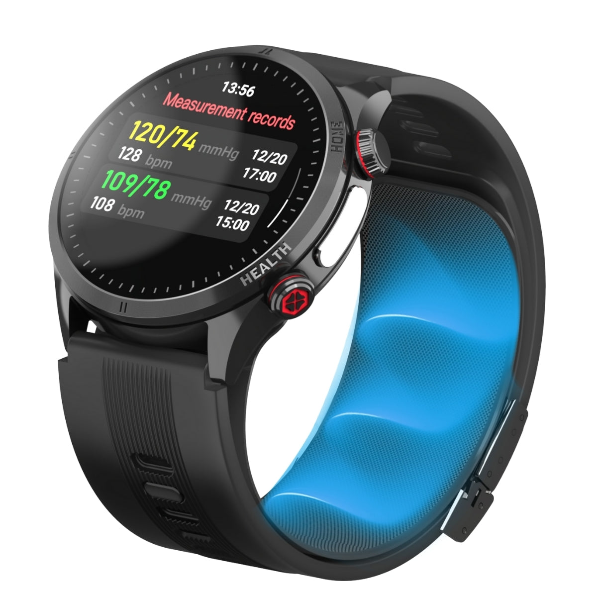 Fitaos Max 5 High Precision Air Pump Blood Pressure ECG Blood Sugar Blood Oxygen Monitoring SmartWatch