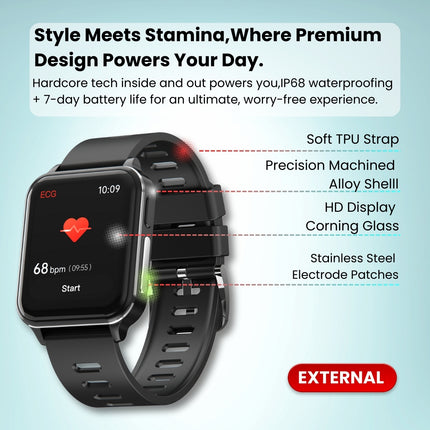 CFDA Certification Health ECG  Smartwatch With Blood Oxygen Heart Rate Monitor Sleep Monitoring Health Tracker Watch