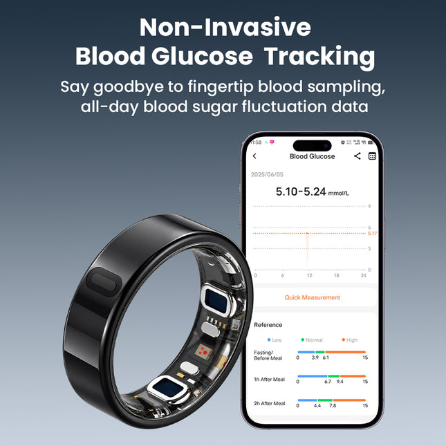 Fitaos V8 High-end Flagship Blood Glucose ECG/EKG Blood Pressure Monitoring AI Health Analysis Smart Ring