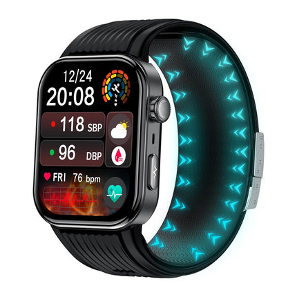 Fitaos Max 7 AI Analysis Air Pump Blood Pressure ECG Blood Sugar Blood Oxygen Monitoring SOS SmartWatch