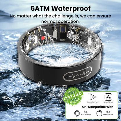 FITAOS R09 Blood Glucose ECG/EKG Blood Pressure Monitoring AI Health Analysis Smart Ring