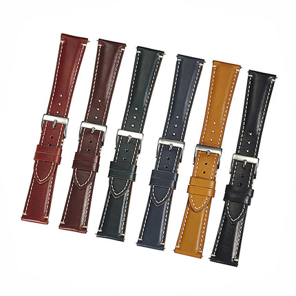 Vintage Double Stitched Calf Leather Strap 20 / 22 / 18 mm