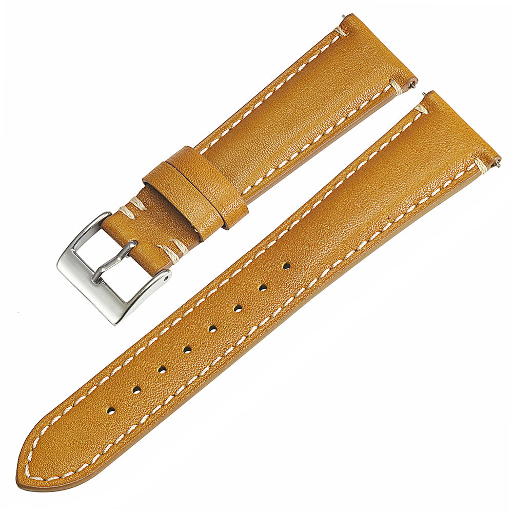 Vintage Double Stitched Calf Leather Strap 20 / 22 / 24 mm