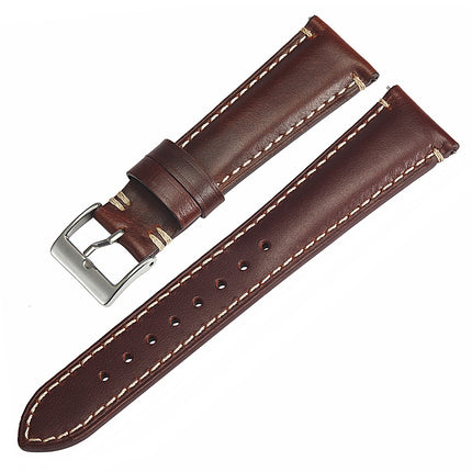 Vintage Double Stitched Calf Leather Strap 20 / 22 / 18 mm
